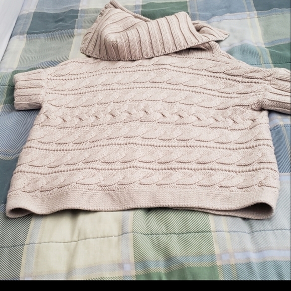 The Limited M snap button cowl neck wool blend cableknit cardigan top - Picture 8 of 10